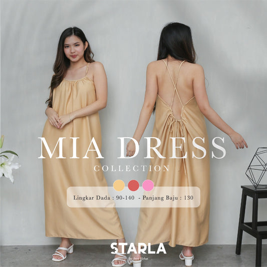 Mia Summer Backless Long Dress Wanita