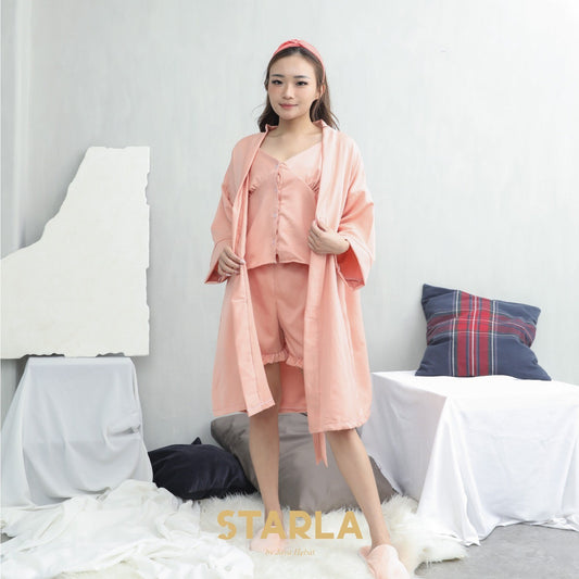 Everly Baju Tidur Piyama Kimono Celana Pendek Tanktop Wanita 3in1